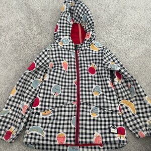 Souris Mini Kids Gingham Raincoat with Fruit Design